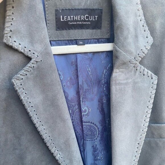 Leather Cult Men's Gray Leather Sport Coat/Blazer Size 38 - Picture 9 of 9